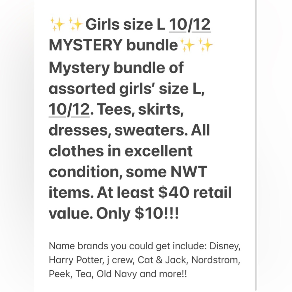 ✨✨✨ Girls’ MYSTERY BUNDLE Size 10/12, L